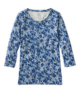 L.L.Bean | Women's Pima Cotton Shaped Jewelneck Tee, Three-Quarter-Sleeve Print