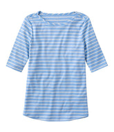 L.L.Bean On Sale | Women's Pima Cotton Tee, Elbow-Sleeve Boatneck Stripe