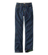 L.L.Bean Discount | Women's True Shape Jeans, High-Rise Straight-Leg Fleece-Lined