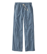 L.L.Bean On Sale | Women's Lakewashed Pull-On Chinos, Mid-Rise Wide-Leg Stripe Chambray