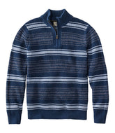 L.L.Bean Online | Men's Organic Cotton Waffle Sweater, Quarter Zip, Stripe