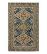 L.L.Bean For Sale | Bordered Medallion Wool Tufted Rug, Blue Multi