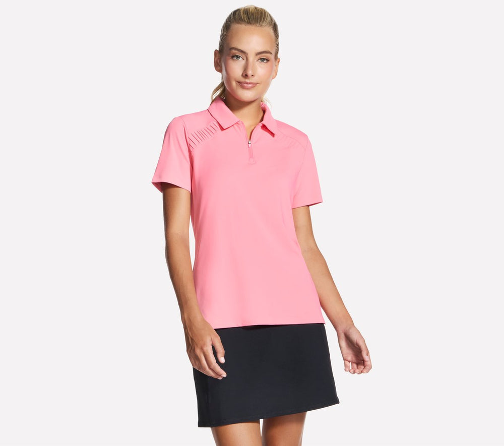 GO GOLF Short Sleeve Birdie Zip Front Polo | Skechers for sale