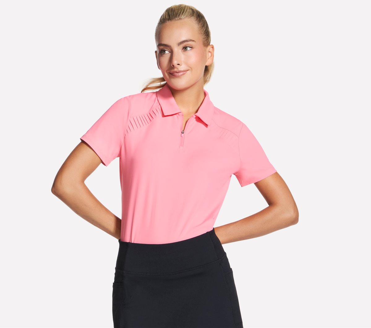 GO GOLF Short Sleeve Birdie Zip Front Polo | Skechers for sale