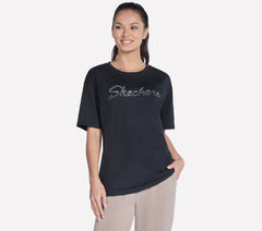 Script Diamond Studded Short Sleeve Tee | Skechers for sale